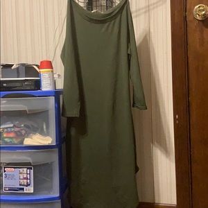 Long sleeved, army green dress